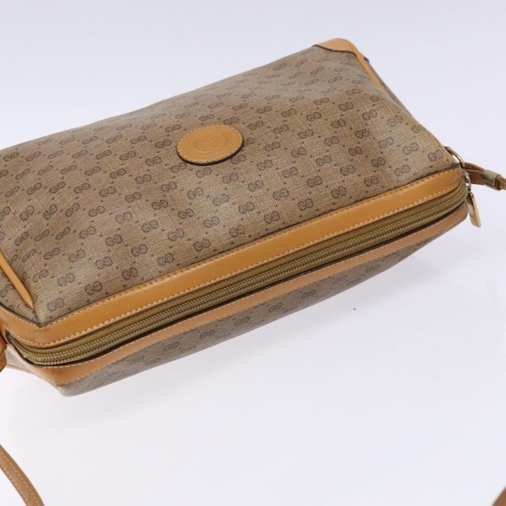 Authentic GUCCI Micro GG Supreme Shoulder Bag PVC Beige Gold - Picture 13 of 16